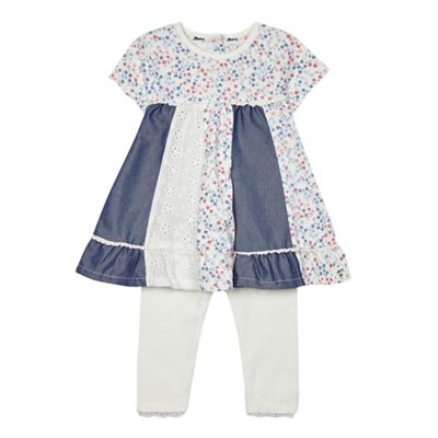 Baby girls' multi-coloured panelled tunic and leggings set